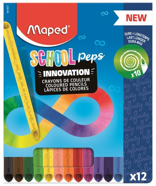Image sur 12 crayons de couleur SCHOOL'PEPS INFINITY - pochette carton
